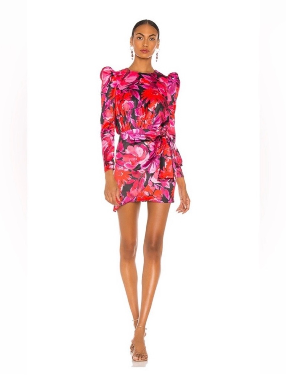NBD faux wrap mini dress with open back size L
